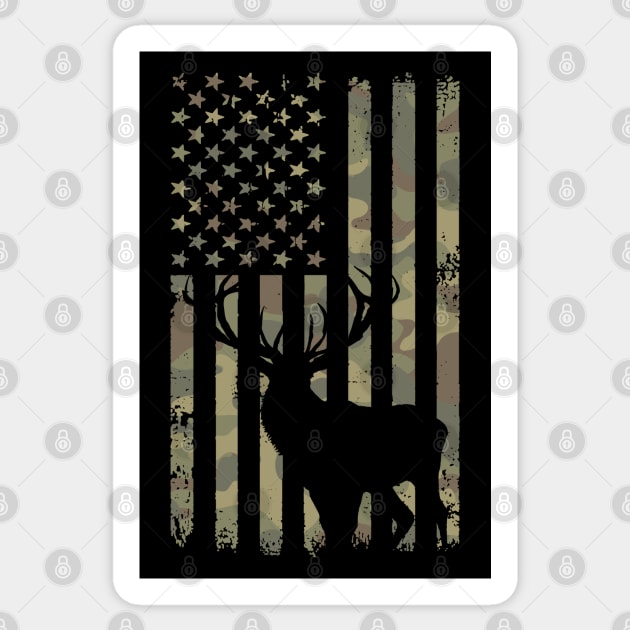 Camo Deer Hunter Flag Sticker by Etopix